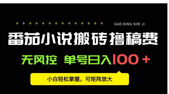 番茄小说创作人搬砖赚稿费，无风控单号日入100＋，小白轻松掌握，可矩...-网创教程