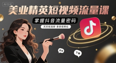 美业精英短视频流量课，掌握抖音流量密码，天天有询单，条条有转化-网创教程