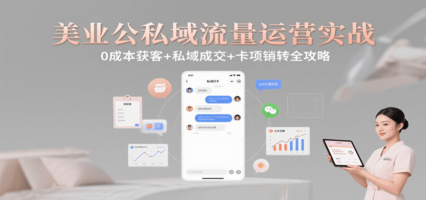 美业公私域流量运营实战：0成本获客+私域成交+卡项销转全攻略-网创教程