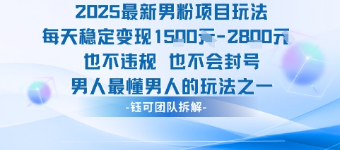 2025最新男粉项目玩法每天变现1k+也不违规也不会封号男人最懂男人的玩法-网创教程
