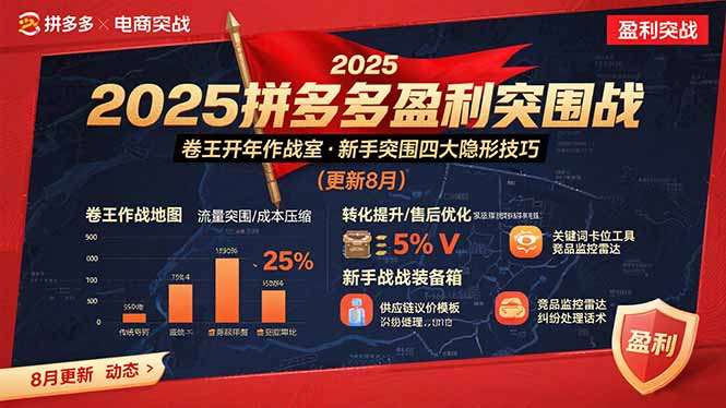 2025拼多多盈利突围战：卷王开年作战室，新手突围四大隐形技巧(更新8月-网创教程