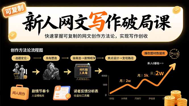 新人网文写作破局课：快速掌握可复制的网文创作方法论，实现写作创收-网创教程