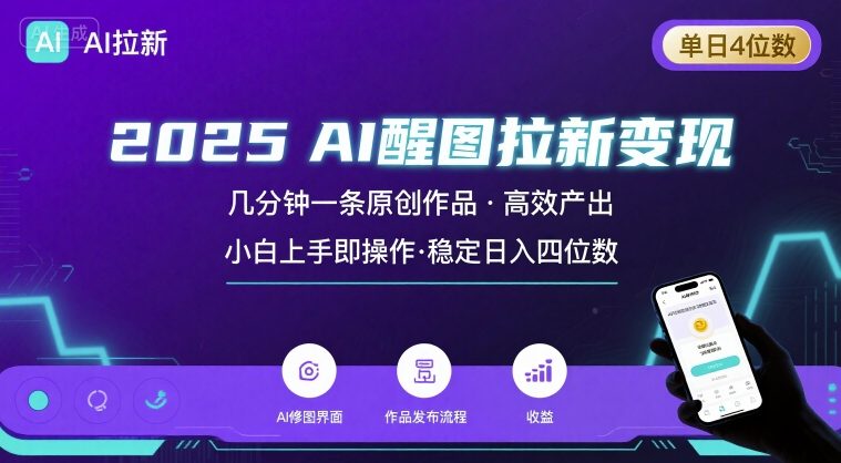 2025最强AI醒图拉新,几分钟一条原创作品,单日收入4位数,小白也能上手操作-网创教程