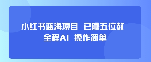 小红书蓝海项目，全程AI，操作简单，已挣五位数-网创教程