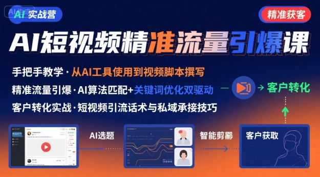 AI+短视频引爆精准客户实战营，手把手教你引爆Ai短视频精准流量-网创教程
