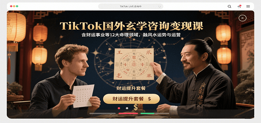 TikTok国外玄学咨询变现课，含财运事业等12大命理领域，融风水运势与运营-网创教程