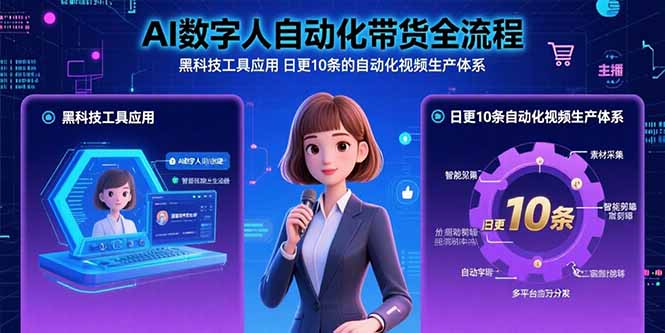 AI数字人自动化带货全流程：黑科技工具应用 日更10条的自动化视频生产体系-网创教程