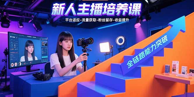 新人主播培养课：平台适应-流量获取-粉丝留存-收益提升 全链路能力突破-网创教程