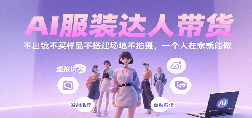 AI服装达人带货，不出镜不买样品不搭建场地不拍摄，一个人在家就能做-网创教程