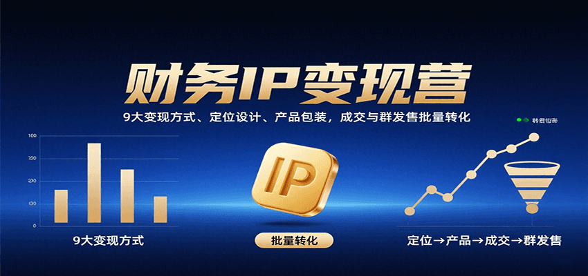 财务IP变现营：9大变现方式、定位设计、产品包装，成交与群发售批量转化-网创教程