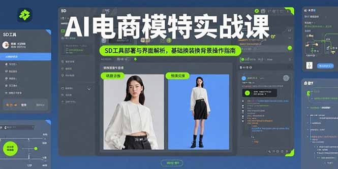 AI电商模特实战课，SD工具部署与界面解析，基础换装换背景操作指南-网创教程
