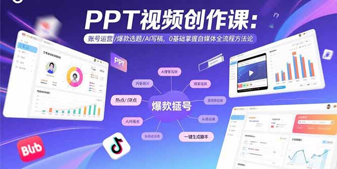 PPT视频创作课：账号运营/爆款选题/AI写稿，0基础掌握自媒体全流程方法论-网创教程