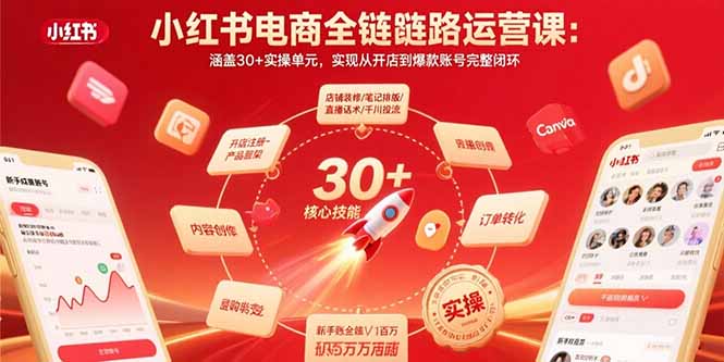 小红书电商全链路运营课：涵盖30+实操单元，实现从开店到爆款账号完整闭环-网创教程