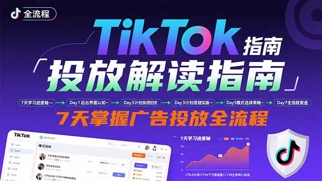TikTok投放解读指南：后台操作/计划建立/模式选择，7天掌握广告投放全流程-网创教程