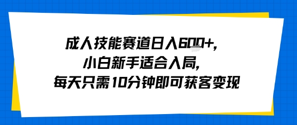 成人技能赛道日入多张，小白新手适合入局，每天只需10分钟即可获客变现-网创教程