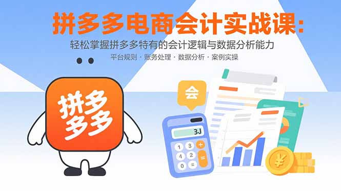 拼多多电商会计实战课：轻松掌握拼多多特有的会计逻辑与数据分析能力-网创教程
