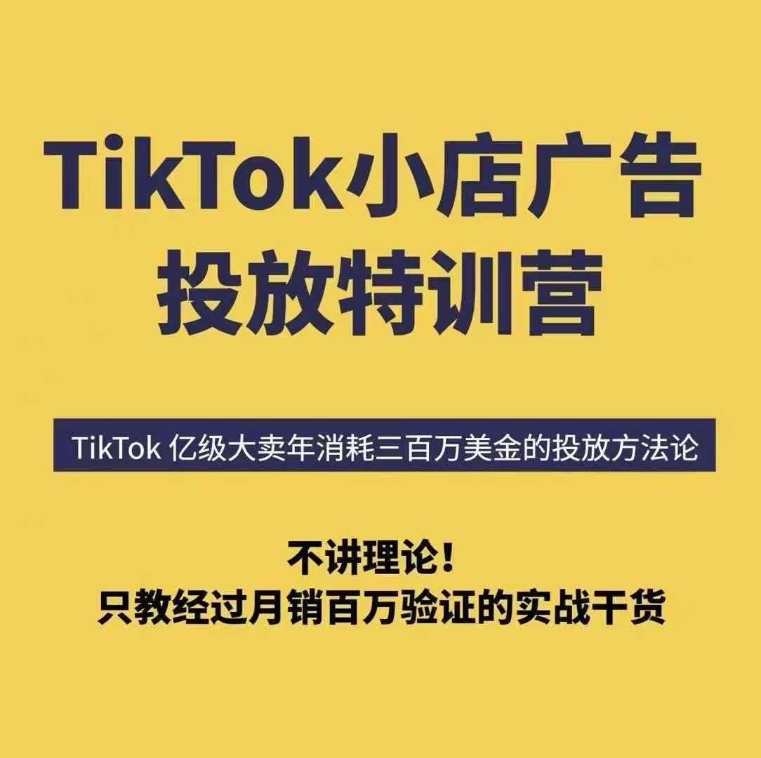 TikTok小店广告投放特训营，6天破局计划专治各种“投不动”，教你经过月销百万验证的实战干货-网创教程