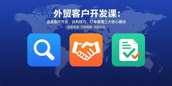 外贸客户开发课：涵盖客户开发、谈判技巧、订单管理三大核心模块-网创教程