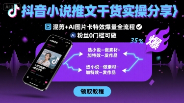 抖音小说推文干货实操分享，混剪+AI图片卡特效爆量全流程，0粉丝0门槛可做-网创教程