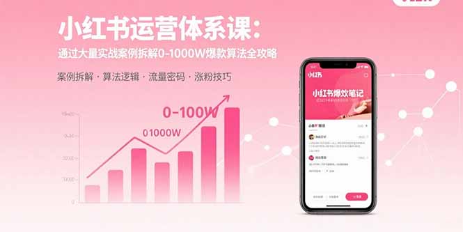 小红书运营体系课：通过大量实战案例拆解0-1000W爆款算法全攻略-网创教程