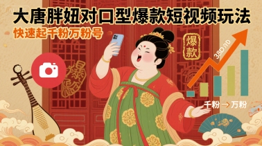 大唐胖妞对口型爆款短视频玩法，快速起千粉万粉号-网创教程