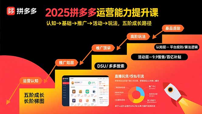2025拼多多运营能力提升课：认知→基础→推广→活动→玩法，五阶成长路径-网创教程