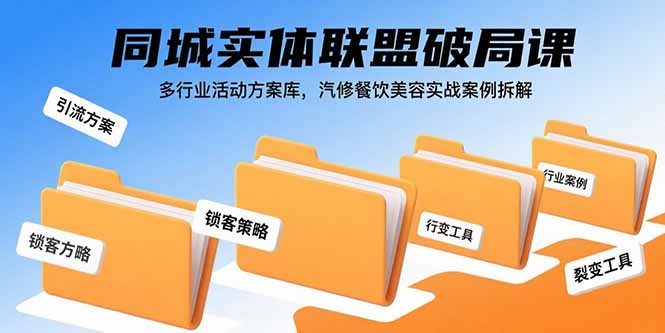 同城实体联盟破局课，多行业活动方案库，汽修餐饮美容实战案例拆解-网创教程