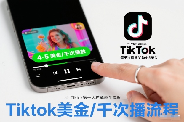 TK中视频计划项目，Tiktok第一人称解说流程，每干次播放奖励4-5美金-网创教程