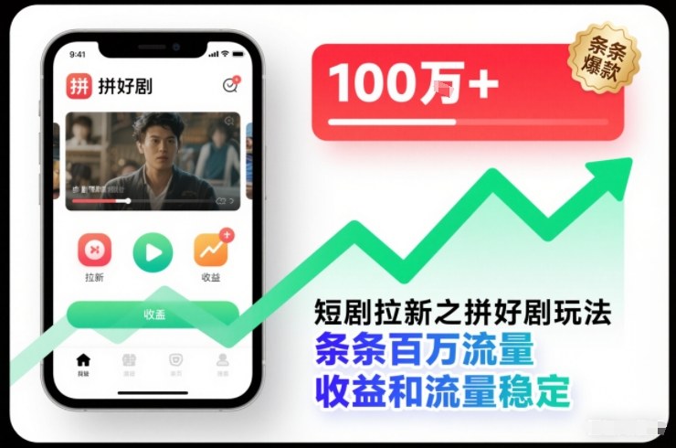 短剧拉新之拼好剧玩法，条条百万流量，收益和流量稳定-网创教程