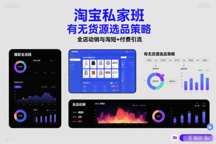淘宝私家班，有无货源选品策略，高成功率爆款全流程打法，全店动销与淘短+付费引流-网创教程