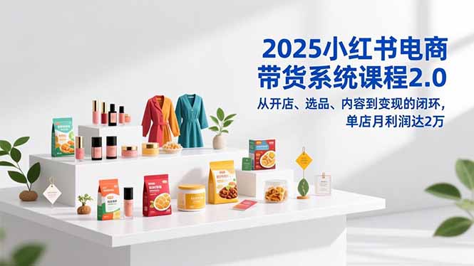 2025小红书电商带货系统课程2.0，从开店、选品、内容到变现的闭环，单店月利润达2万-网创教程