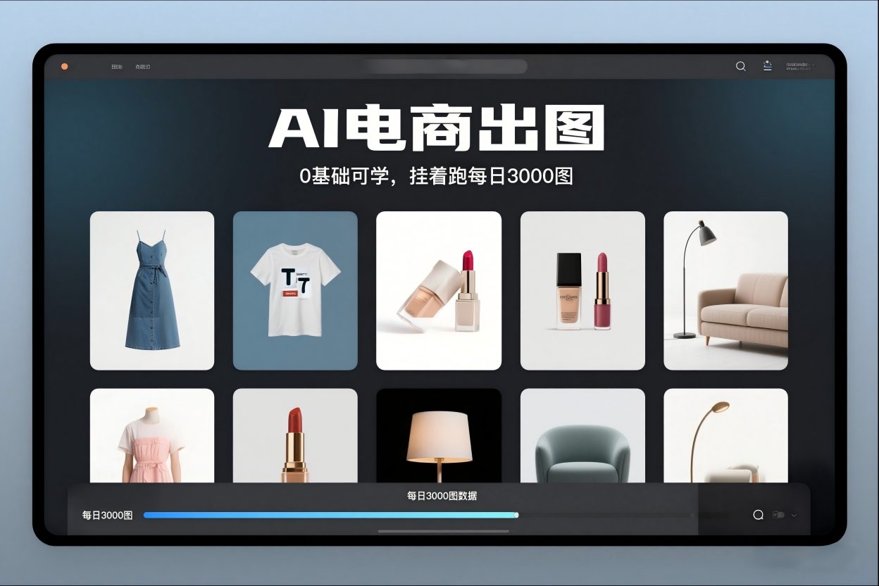 AI电商出图，0基础可学，挂着跑每日3000图-网创教程