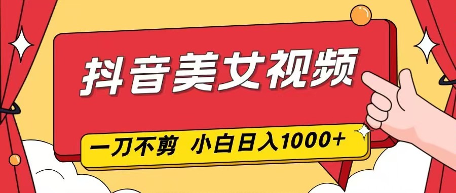 抖音美女视频，一刀不剪，两分钟一条视频，小白轻松上手，日入1000-网创教程