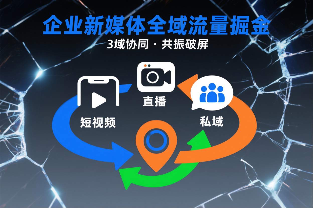 短视频全域商业模式，企业新媒体全域流量掘金，3域协同，共振破屏，短视频-直播-私域-地域-网创教程