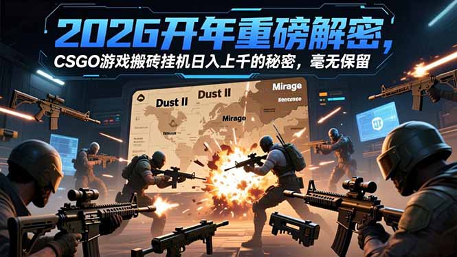 2026开年重磅解密，CSGO游戏搬砖挂机日入上千的秘密，毫无保留-网创教程