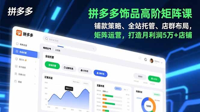 拼多多饰品高阶矩阵课，铺款策略、全站托管、店群布局，矩阵运营，打造月利润5万+店铺-网创教程