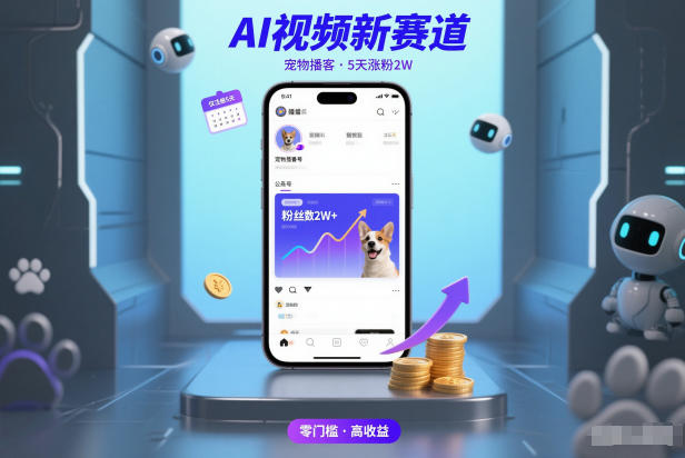 AI视频新赛道，宠物播客仅注册5天涨粉2W，收益非常可观-网创教程