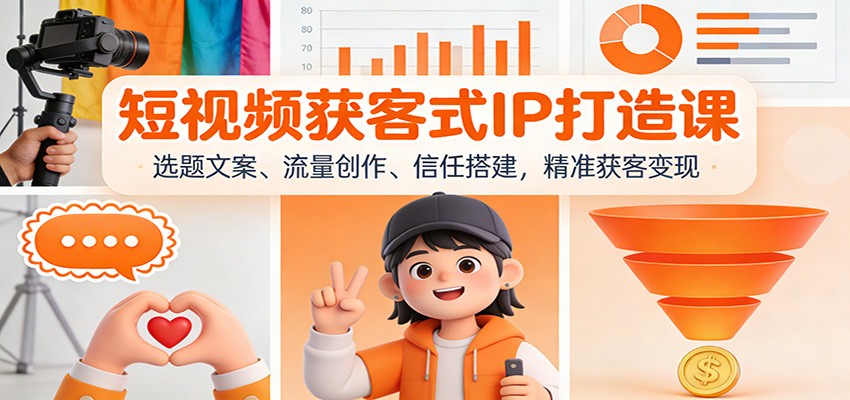 短视频获客式IP打造课：选题文案、流量创作、信任搭建，精准获客变现-网创教程